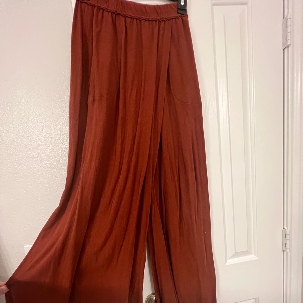 Free People Red Cotton Yoga Pants
